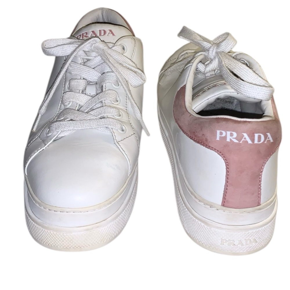 Prada White and Pink Women's Sneakers